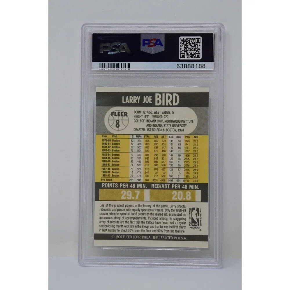 1990 Fleer #8 Larry Bird Celtics HOF PSA 10 GEM MT